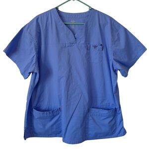 3/$20 Med Couture Classic Blue Short Sleeve Scrub Top